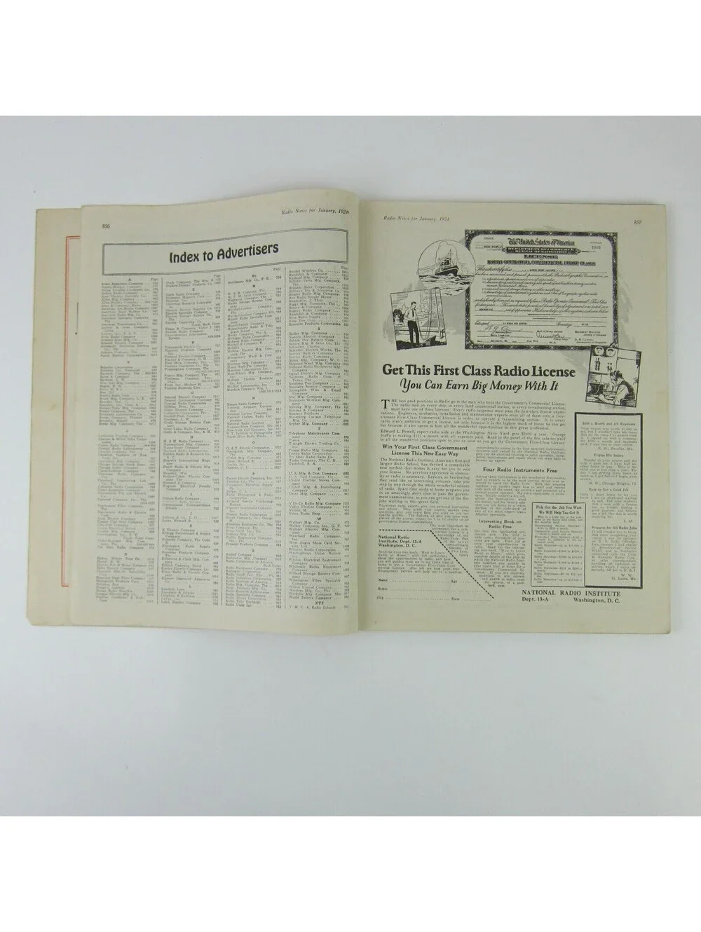 Radio News Magazine January 1924 The Radio Police Car Cover H. Gernsback Antique
